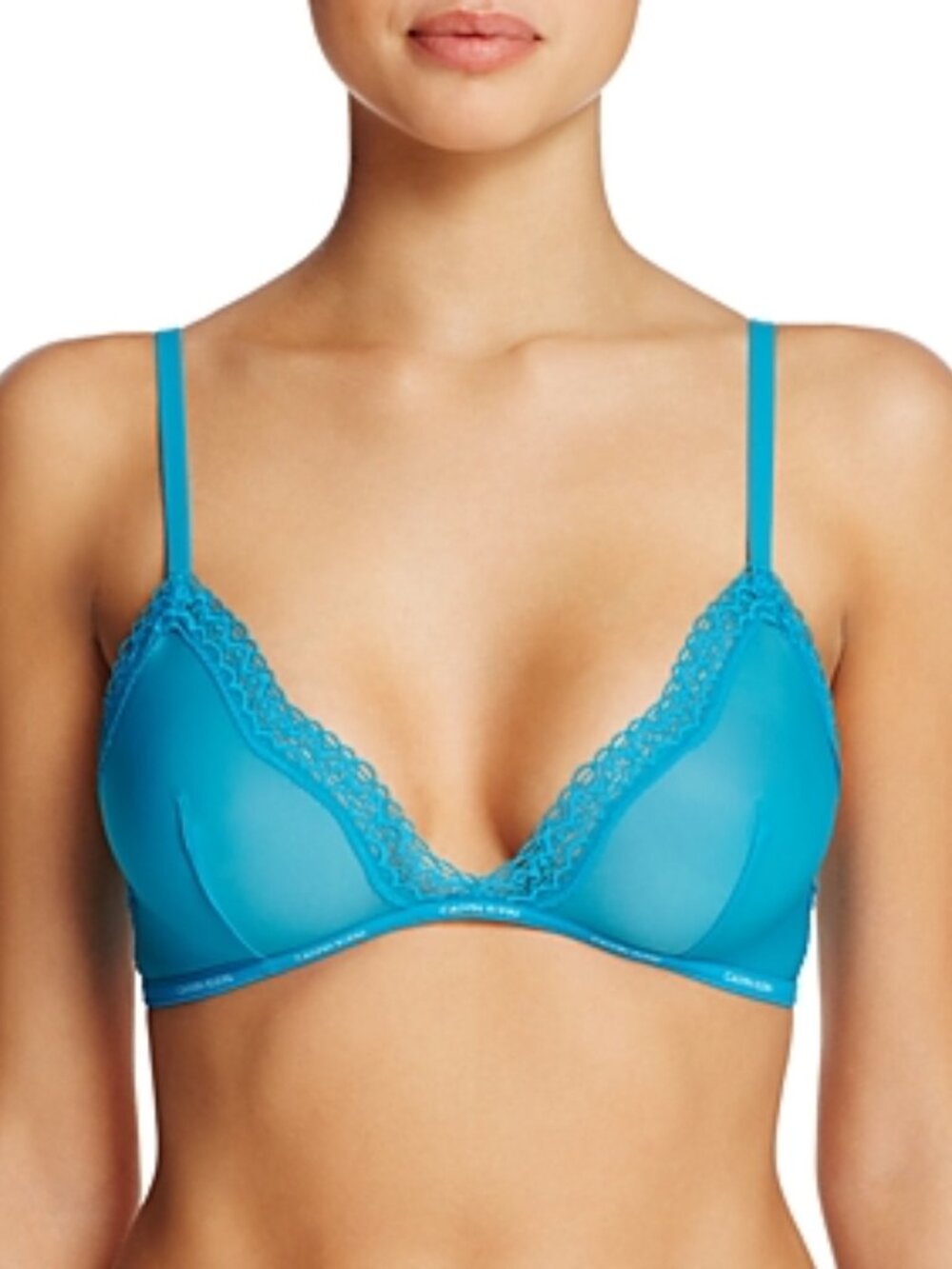 Calvin Klein Sheer Marquisette Lace-Trim Triangle Bralette-Women